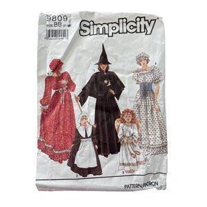 Simplicity 9809 Sewing Pattern Size 2-8 Girl Prairie Witch Angel Pilgrim CUT
